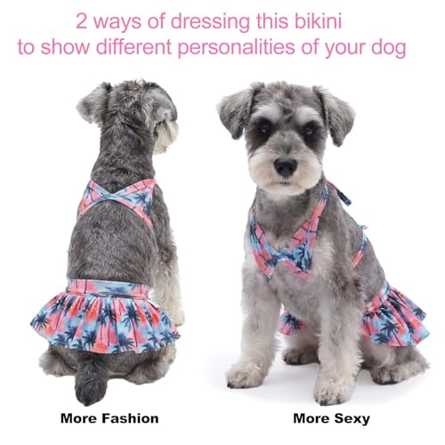 Image of CuteBone Dog Bikini Dress, Stylish Swimsuit Costume for Small Dogs, Comfortable & Adjustable Puppy Bathing Suit, Soft Outfit Pet Apparel for Beach, Pool and Summer Fun DB43M