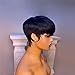 YJOQOKOA Short Bob Wig Human Hair for Black Women Pixie Cut wigs Human Hair Glueless Wig None Lace Front Wig with Bangs Natural Black Straight Full Machine Made Short Layered for daily use 1B