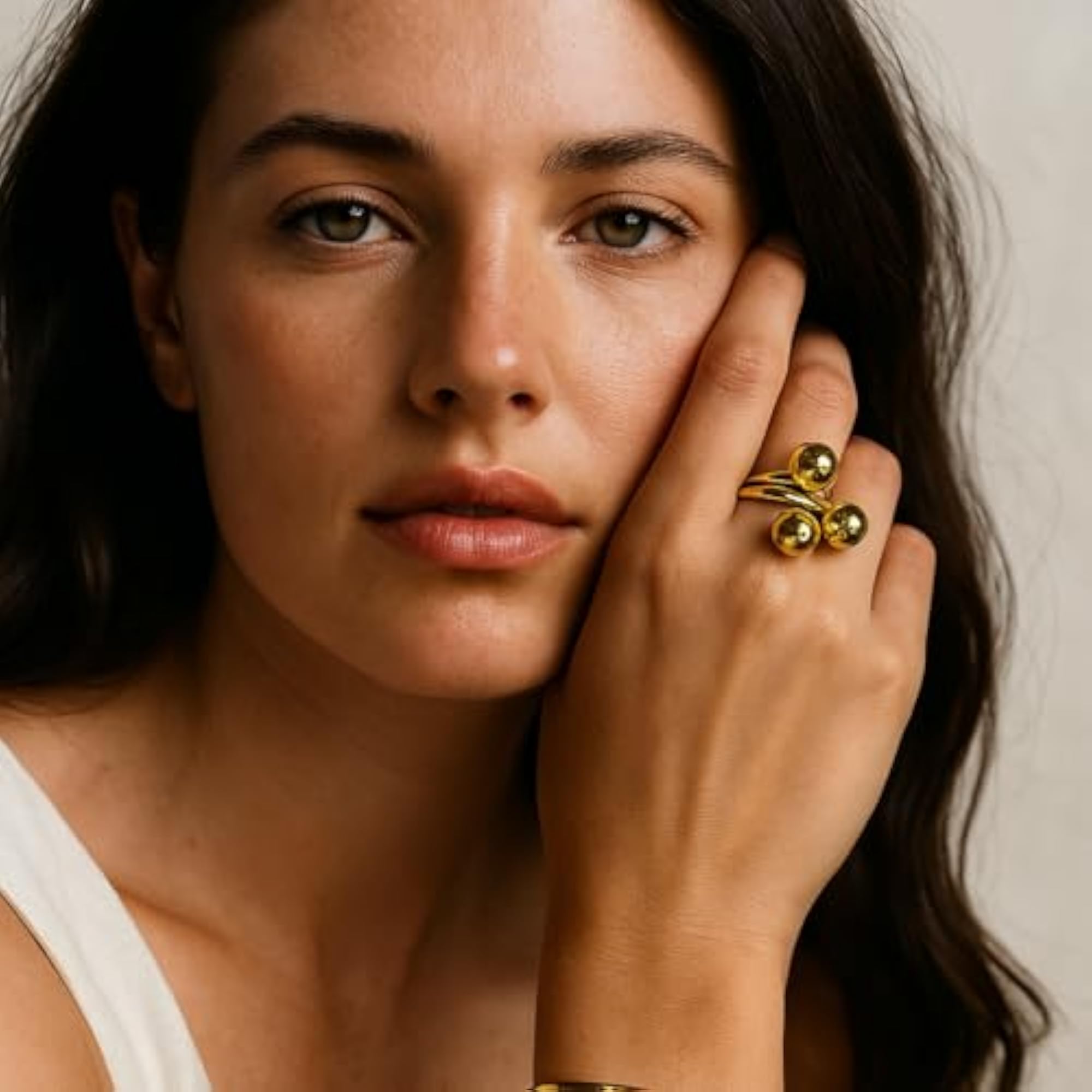 Abstract Gold Statement Sphere Ring for Women