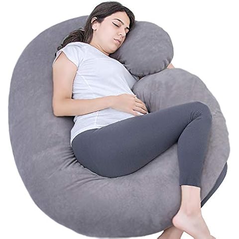 1 MIDDLE ONE Pregnancy Pillow, C Shaped Full Body Pillow for Maternity Support, Pregnant Women Sleeping Pillow with Velvet Cover (Dark Grey) Cover