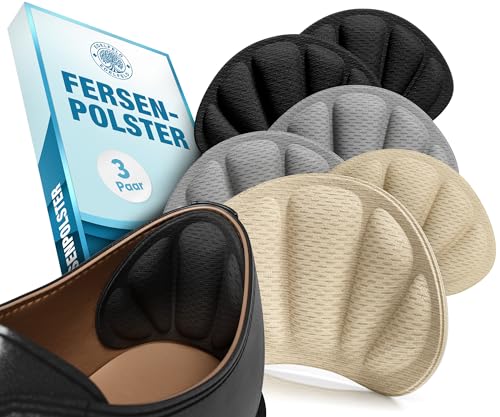 EDELFELD - Unsichtbare Fersenpolster gegen Rutschen & Blasen [3 Paar] - Atmungsaktiver Fersenschutz aus Memory Foam - Schuheinlagen für zu große Schuhe - Hautfreundliche Fersenkissen - Fersenschoner