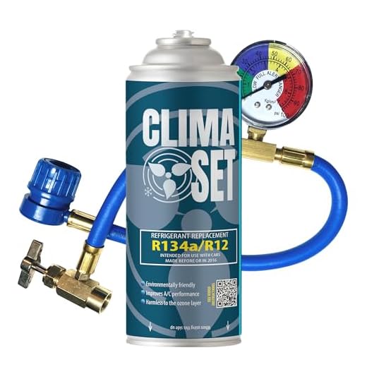 ClimaSet Gas R134a de repuesto para Aire Acondicionado de Coche con manguera – Consciente de la naturaleza – No tóxico – Resistente a la corrosión – Fácil de usar por su cuenta – 170
