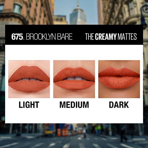 Image of Maybelline New York Matte Lipstick, Intense Colour, Moisturised Lips, Color Sensational Creamy Matte, 675 Brooklyn Bare, 3.9g