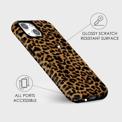 Coque iPhone 15 motif léopard Svanove - Style Y2K girly marron automne - 6