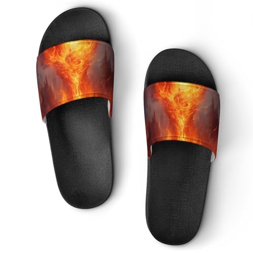 Burning Flame Fire House Sandals Non-Slip Bathroom Slippers Beach Summer Shoes for Men Women