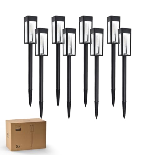 Philips 8 Packs Solar Pathway Lights Outdoor, Glass Metal Led Garden Landscape Lightings, 3000K Warm White, Waterproof for Decor Yard, Walkway, Patio, Driveway, Lawn - Image 3
