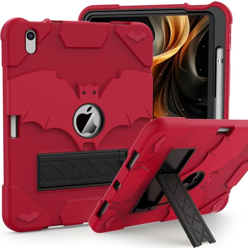 Kids Case for ipad 10th Generation 2022, ipad 10.9 inch Slim Heavy Duty Shockproof Rugged Protective Cover with Built-in Stand for iPad 10th Gen 10.9'' for Boys Girls, Red+Black