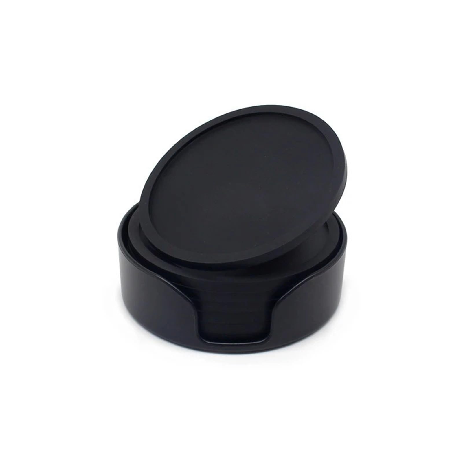 Insulated Coasters 6Pcs 10cm Silicone Coaster Coasters Drinks Cup Set Bottom Drinking for Desserts for Drinks Coffee Pads Beer Home Office(Black)