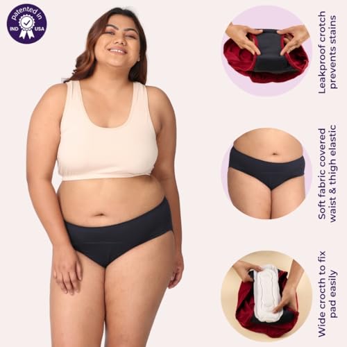 Image of Adira | Hipster Panties for Women | Period Panties for Women Leak Proof & Breathable | Hipster Fit for Medium Flow | Use with Pad for Non Icky Feeling | Patented Design | Pack of 2