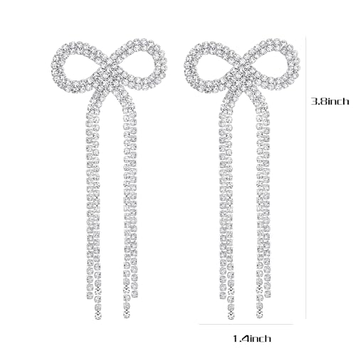 Bow Earrings Rhinestone Bow Earrings Bow Stud Earring Bow Dangle Drop Statement Earrings for Women2