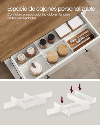 Aparador y armario de cocina de 40 x 80 x 80 cm con estante regulable para salón y comedor 7