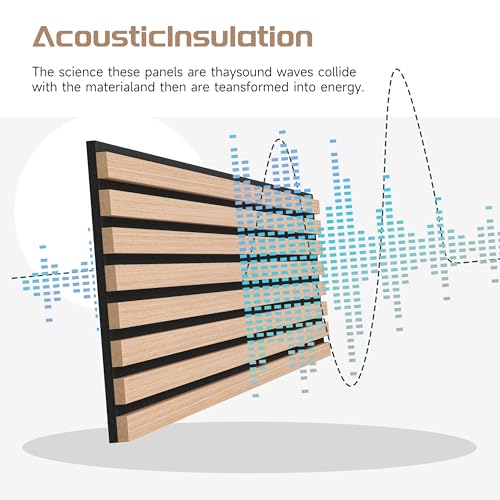 POHARE Wood Slat Wall Panels, 2 Pack 8 x 1 ft Decorative Wood Panels for Wall,Stylish Wall Panels for Interior Wall Decor, Modern Acoustic Wood Wall Panels with Felt Backing, Oak