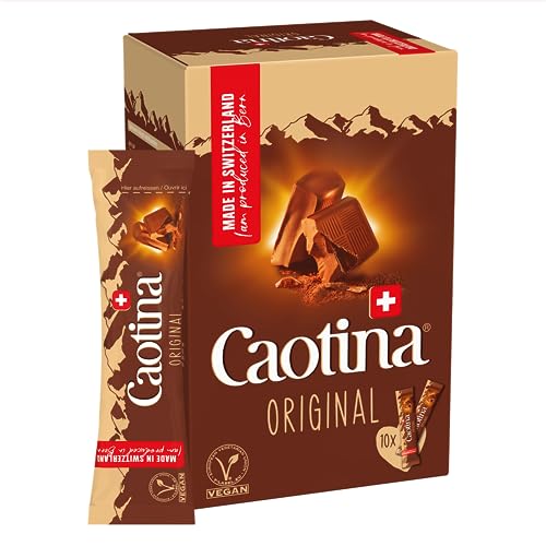 Caotina Bastoncini di Cioccolata Calda Original, Monodose - Cacao in Polvere per Cioccolata Calda con Vero Cioccolato Svizzero - Origine sostenibile e Cacao - Confezionati singolarmente (10 x 15 g)