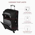SwissGear Sion Softside Expandable Luggage – Medium Checked Suitcase with 360 Degree Wheels & Retractable Handle – 25 Inch, Perfect for 1-7 Night Trips – Black - Image 5