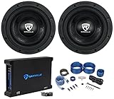 Rockville W8K6D2 V2 Bundle: (2) 8 in 1400-Watt Peak/ 350-Watt RMS Car Subwoofers, Dual 4-Ohm, dB13 3000W Mono Amplifier, RWK41 4-Gauge Complete Amp Wiring Kit, 4-Items