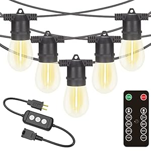 alitade 96FT LED Outdoor String Lights with Dimmer & Timer, Shatterproof IP65 Waterproof Patio Lights for Christmas, Party, Wedding Decoration