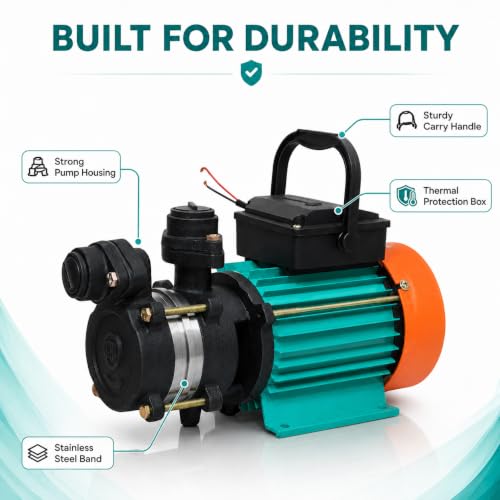 Image of CRI ELSA MAX 100 1HP Self Priming Monoblock Water Pump | High Pressure Domestic Pump | 4500 LPH High Flow | 100m Head | 8m Suction Lift | Home Garden Tank Filling