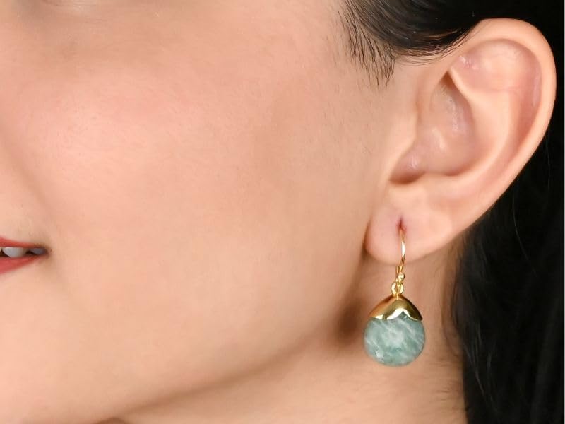 Gempires Gemstone 15 mm Pear With Gold Cap Hook Earring,Statement Birthstone jewelry, Teardrop shaped Earring - Image 2