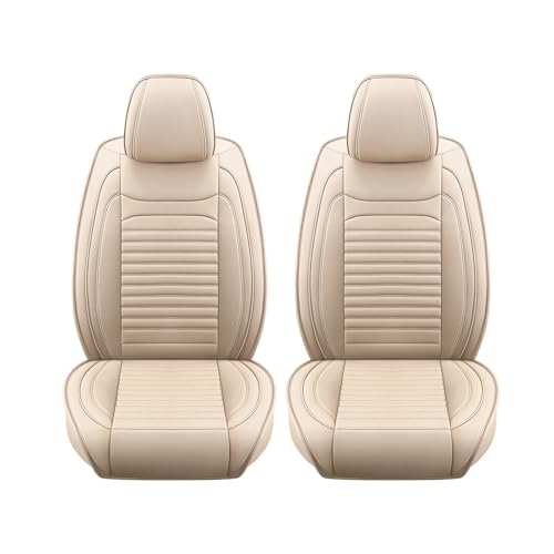 Image of Car Seat Covers Fit for VW Jetta 2007-2026(Beige,Front) | Full Coverage Faux Leather Seat Protector Waterproof Airbag Compatible and All-Weather Automotive Seat Covers
