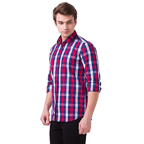 Image of Parx Men's Full Sleeve Slim Fit Dark Blue Casual Shirt