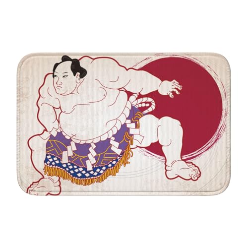玄関マット 相撲 大相撲 浮世絵 和風 バスマット 室内 屋外 足拭きマット カーペット おしゃれ 北欧 滑り止め付き 洗える ベットルーム 浴室 台所 寝室 業務用 家庭用 40×60cm