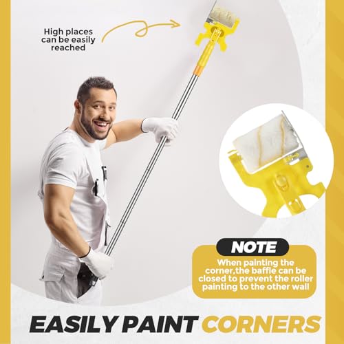 Leumoi 22 Paint Edger Kit Handheld Paint Edger Roller Brush with 10 Replacement Roller 10 Brush and Paint Extension Pole for Home Wall Ceiling Indoor Outdoor Painting