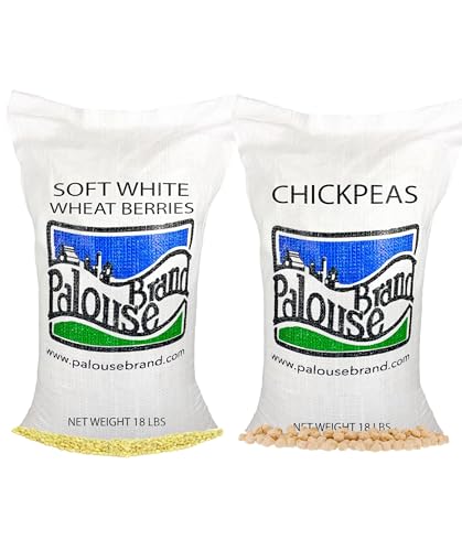 Certified Glyphosate Residue Free Chickpeas and Soft White Wheat Berries | 36 LBS | Non-GMO Project Verified | 100% Non-Irradiated | Kosher | Field Traced