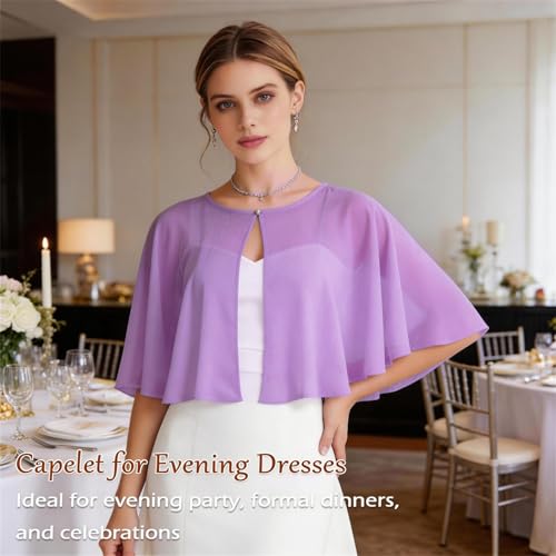 Image of Ciormis Chiffon Capelet Women's Soft Shawls and Wraps for Evening Dresses, Wedding Formal Dress Shawl Cape Cover up