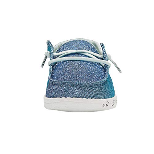 Image of HEYDUDE Girl's Wendy Youth Disco Azur Size 1 | Women's Shoes | Women's Lace Up Loafers | Comfortable & Light-Weight