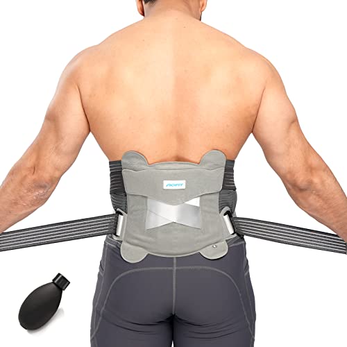 Aofit Back Brace Lumbar Support Belt With Adjustable Air Pump, 3 Removable Metal Stays, Compression Straps For Lower Back Pain Relief, L #TOP6