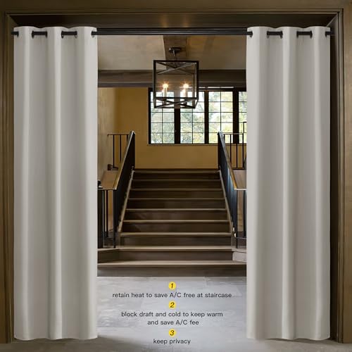 Image of NICETOWN Natural Door Curtain for Doorway Privacy, 80 Inch Length, Room Divider Cover, Blackout Temporary Insulated Closet Panel for Bedroom (1 Panel, 2.8ft Wide)