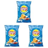 Lay's Vinagreta, Patatas Fritas de cultivos sostenibles con sabor sal y vinagre, Producto de Aperitivo, bolsa individual, 150g (Paquete de 3)