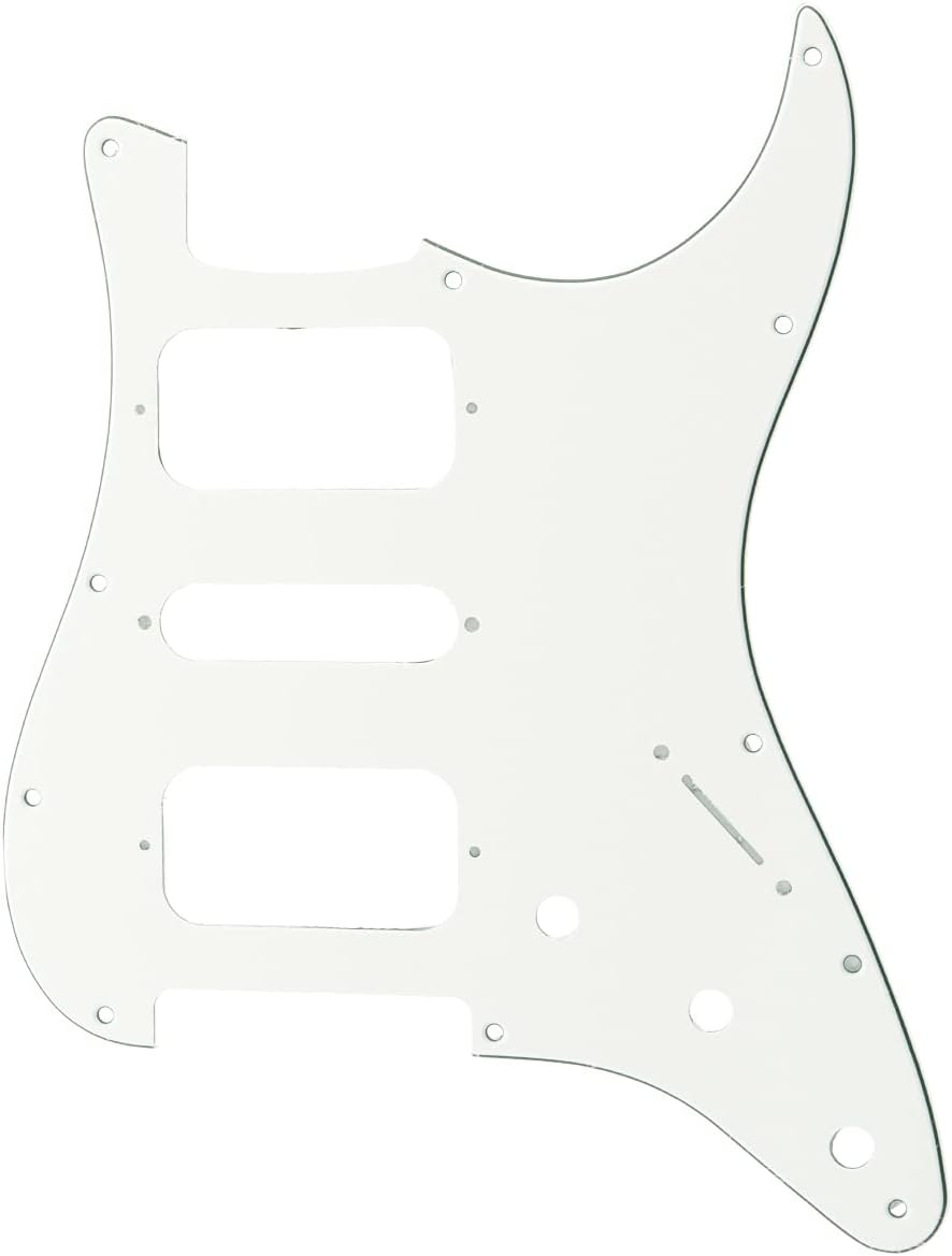 Musiclily Pro 11 Trous Round Corner Pickguard pour USA/Mexique Guitare électrique Style Strat Micro Humbucker Ouvert, 3 Plis Crème