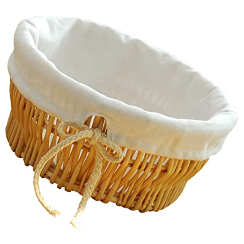 BESTonZON Cesta De Pão De Vime Cesta Redonda Cestas De Vime Redondas Cesta De Pão Chique Cestas De T