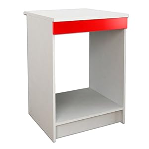 Berlioz Creations PRIMA PG6BFR Unterschrank für Küche mit Arbeitsplatte für Einbaubackofen, 1 Dekorsockelleiste, in glänzendem Rot, 60 x 60 x 85 cm, 100 Prozent französische Herstellung