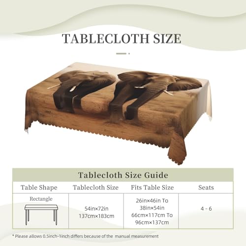 Nappe anti-tache rectangulaire 137x183 cm infroissable nappe décorative éléphants - 3