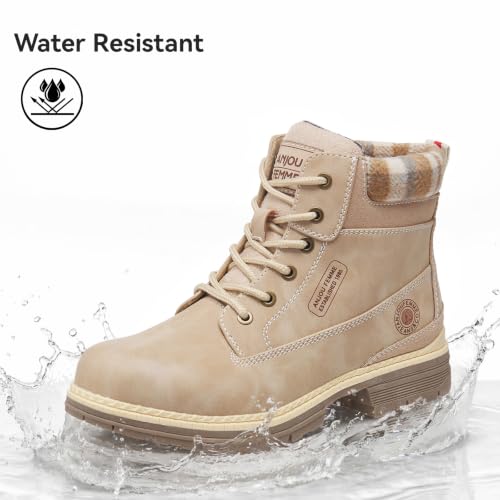 Image of ANJOUFEMME Outdoor Hiking Boots for Women Waterproof - Womens Ankle Boots Lightweight Snow Winter Boots for Trekking Walking