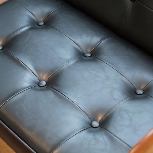 Modern Faux Leather Bench Couch for 2-3 Person Waiting Room, Stylish Office Sofa Armchair, Comfortable Living Room Furniture (45.27"x24.4"x29.53")
