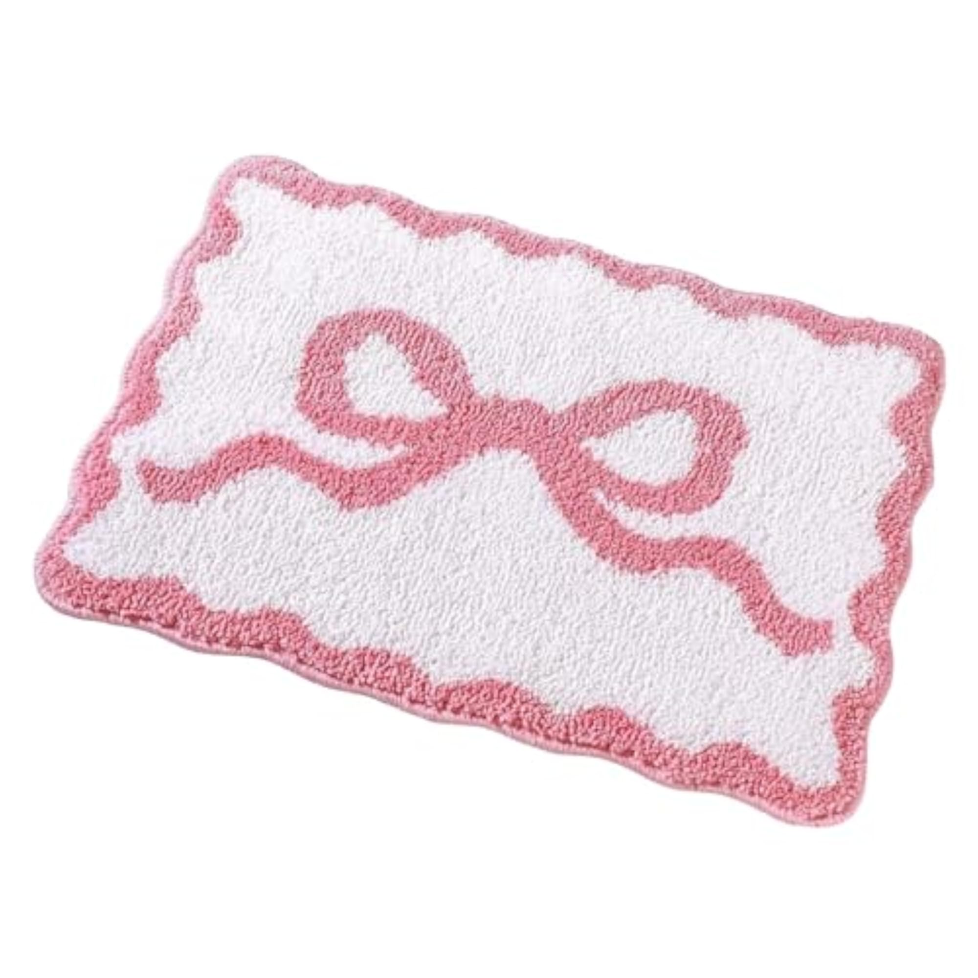 Water Absorbent Bath Rug, Soft Washable Irregular Shape, Pink