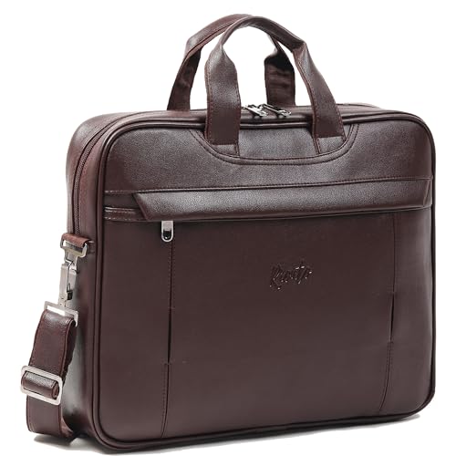 Image of RIONTO Edge Vegan Leather Laptop Bag for Men Office Use | Upto 15.6 inch | Mobile & Pen Compartment with Multiple Organizers | Professional Office Bag for Man & Women