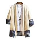 Sexe : homme Cardigan d\'été pour homme - Kimono - Chemise samouraï - Robe ample Yukata - Vêtements de rue - Beige - M 47 à 56 kg
