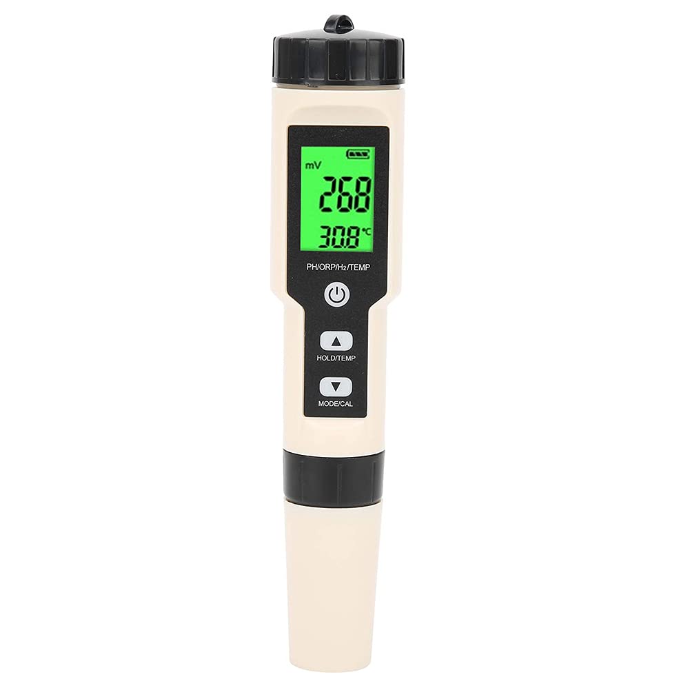 ERNZI Tester di qualità dell'Acqua, misuratore di Temperatura PH ORP Portatile, rilevatore di qualità dell'Acqua H2 4 in 1, con Elevata precisione, per testare l'acqua, Piscine, Laboratori