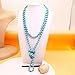 CIOOU Turquoise Amazonite Knotted Semi-Precious Gemstone Wrap Necklace, 8mm/60'' Pearl Strand, Women's Fashion-Conscious Accessory