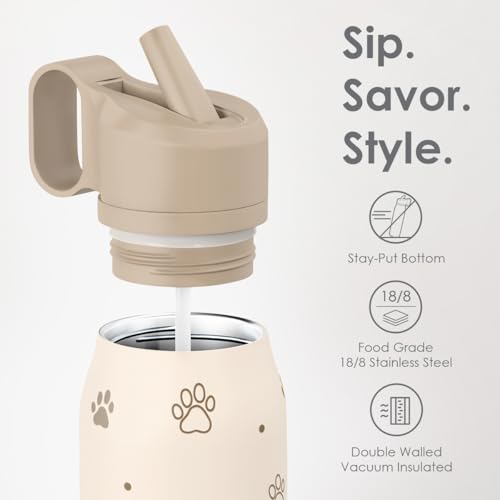 Image of Dog Stainless Steel Water Bottle with Twist Lid 20oz, Travel Insulated Water Bottles for Sports & Gym, Gift for Women Girls Friends Pet Lovers Dog Moms Birthday Christmas
