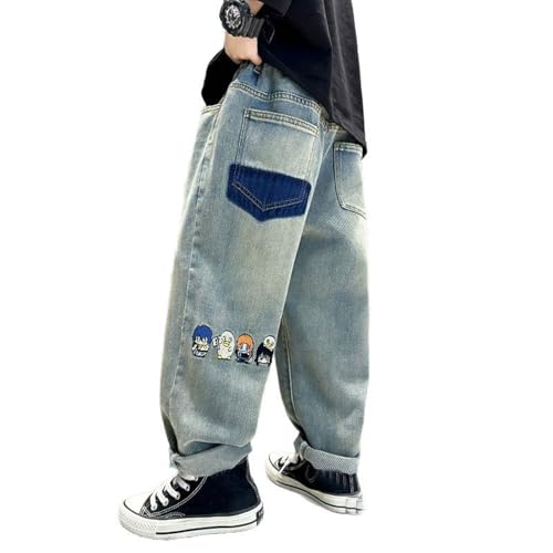 Baggy Jeans Jungen Straight Jeanshose mit Elastischem Bund Kinder...