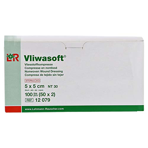 Vliwasoft Lot de 150 compresses non tissées 5 x cm 4 couches