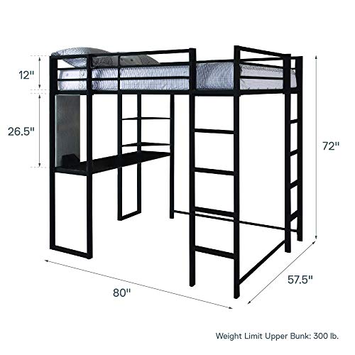 Dhp Abode Full Size Metal Loft Bed, Black #TOP2