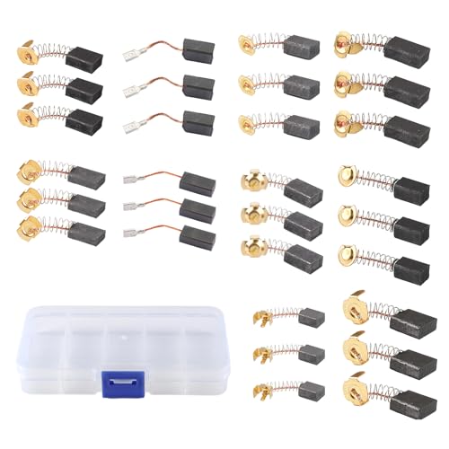 30pcs Electric Motor Carbon Brushes, 10 Sizes Carbon Motor Brushes for Power Tool Repair, Motor Replacement Repair Parts for Electric Hammer Drills, Circular Saws, Angle Grinders