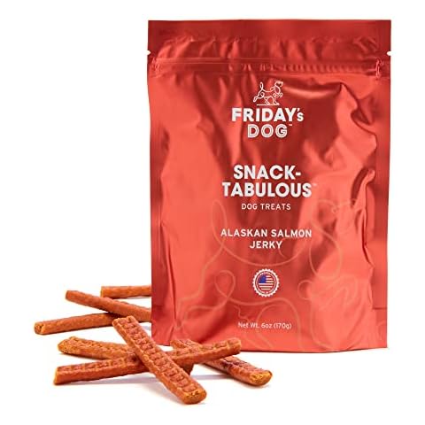 Friday's Dog Alaskan Salmon Jerky | for Cardio & Joint Health | Healthy Dog Treats | Promotes Healthy Coat and Skin | Grain Free & Rich in Fatty Acids | Made with Real Salmon Dogs Cover