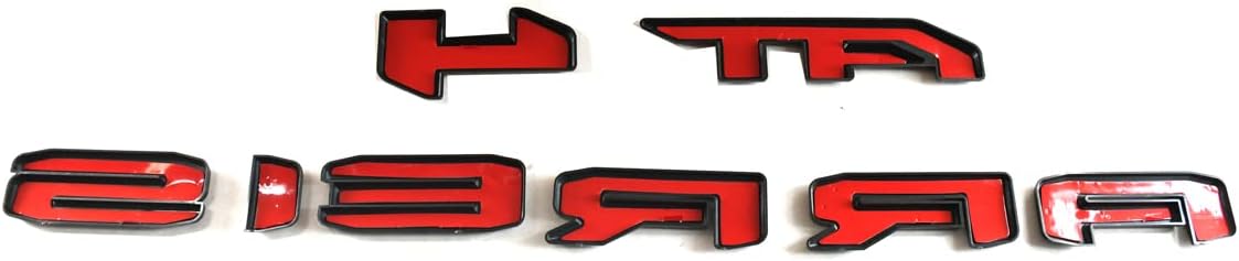 6Pcs Kits Sierra AT4 HD Overlay Emblems Door Rear Badge Compatible with 2019-2022 Sierra 1500 2500HD 3500HD (Black/Red)